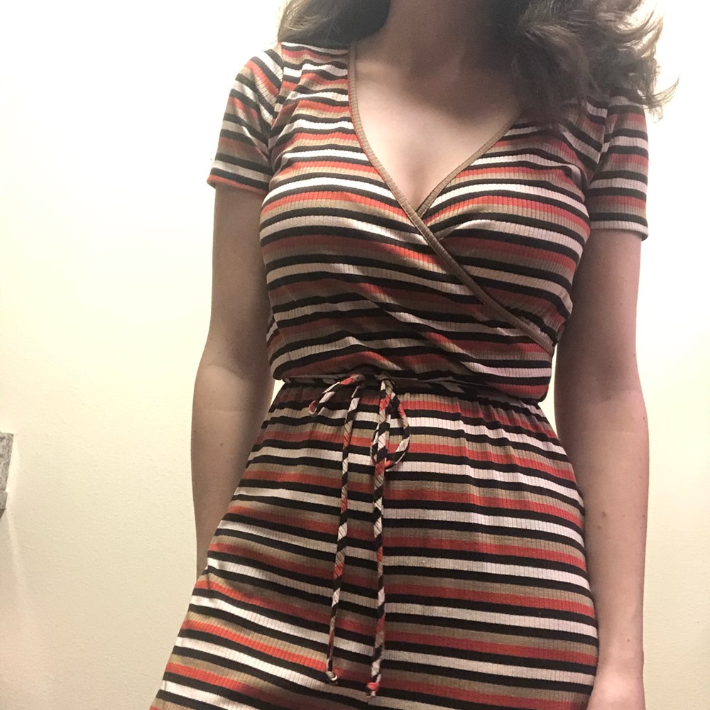 Striped Surplice Jumpsuit